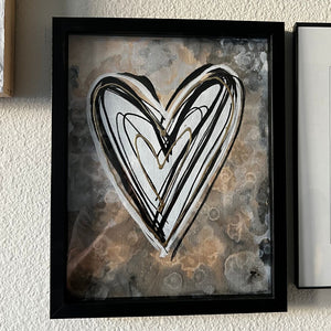 11" x 14" Black, White, Gold, Heart Wall Art