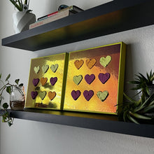 Colorful, Holographic Textured Hearts Painting Set