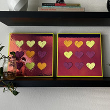 Colorful, Holographic Textured Hearts Painting Set