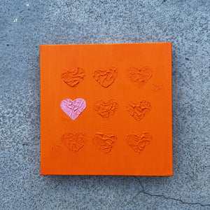 12" x12" Textured Hearts #2 Orange