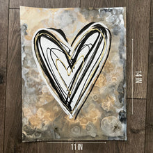 11" x 14" Black, White, Gold, Heart Wall Art