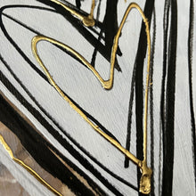 11" x 14" Black, White, Gold, Heart Wall Art