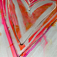 11" x 14" Pink, Orange, Gold, Heart Wall Art