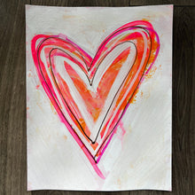 11" x 14" Pink, Orange, Gold, Heart Wall Art