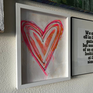 11" x 14" Pink, Orange, Gold, Heart Wall Art