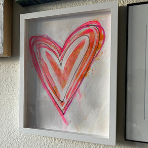 11" x 14" Pink, Orange, Gold, Heart Wall Art