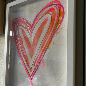 11" x 14" Pink, Orange, Gold, Heart Wall Art