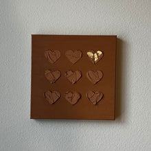 Brown and Gold, Coquette, Lovecore Textured Hearts Impasto, Boho Neutral Wall Art, Dorm Decor for College Girls, Best Friend Gift