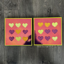 Colorful, Holographic Textured Hearts Painting Set